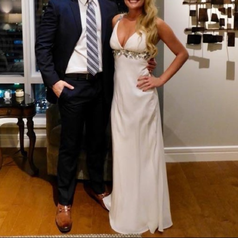 Faviana white prom dress